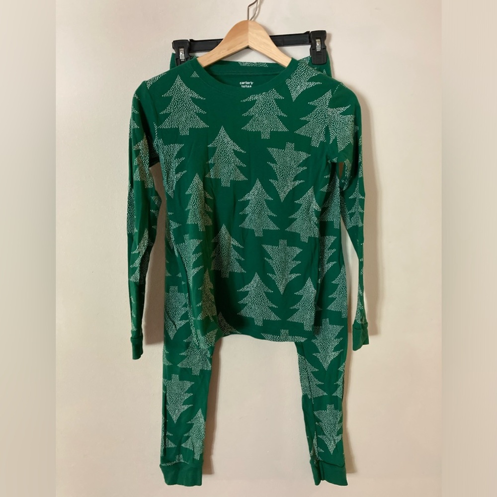 Carters Green Holiday Tree Pajamas - Size 14